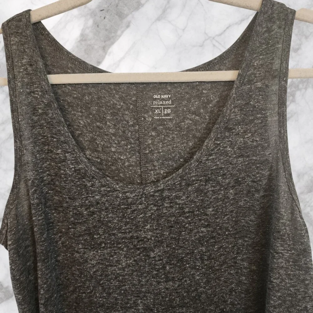 Old Navy Women's Relaxed Fit Dark Gray Heathered Tank Top Size XL